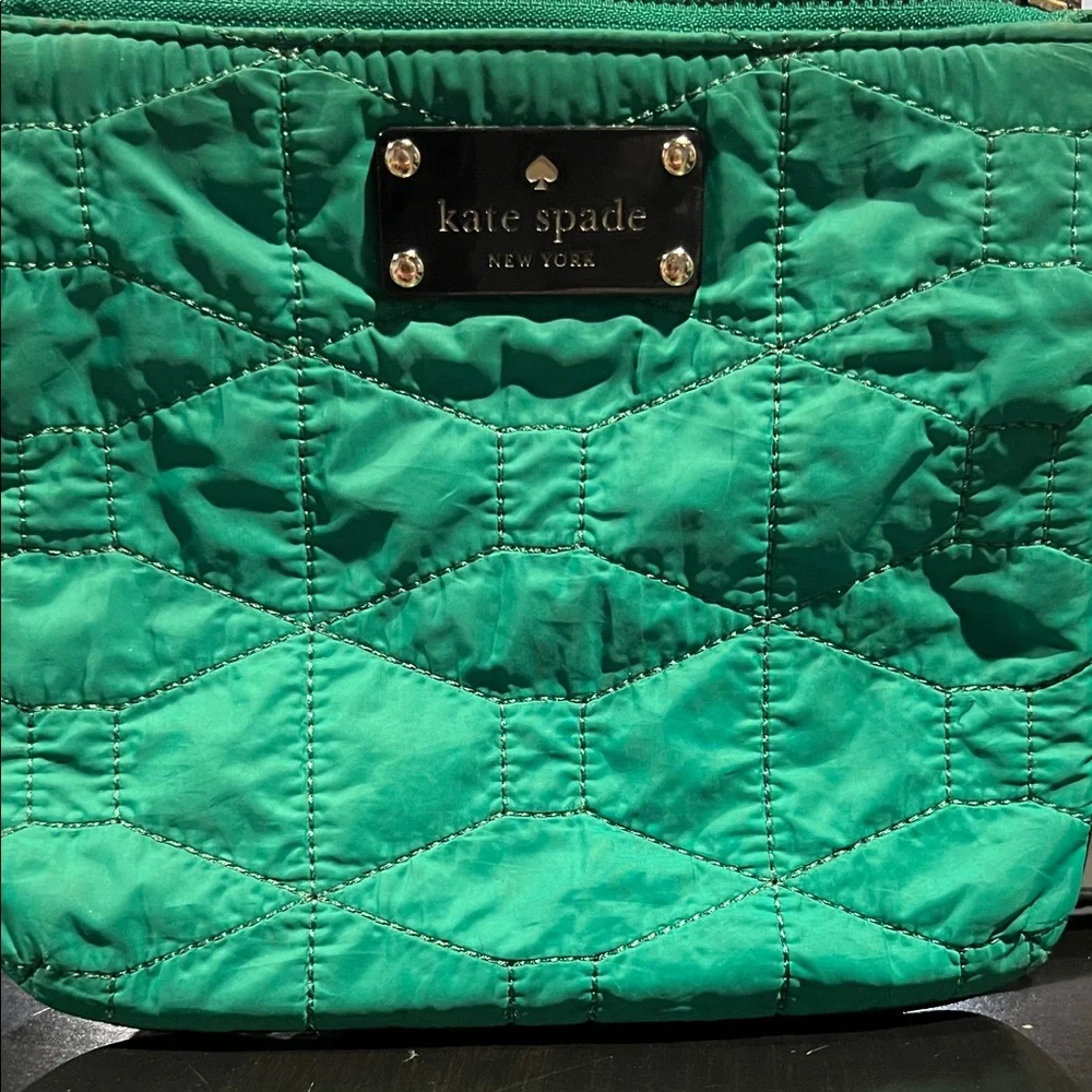 kate spade Quilted Teal Nylon Crossbody with Black Strap - Picture 10 of 11